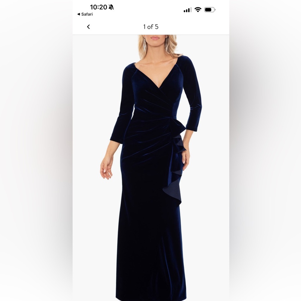 Xscape Midnight Blue Long Sleeve Dress